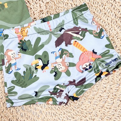 Linha Praia - Blusa com Proteção UV50 Macaquinho + e Sunga - Verde  